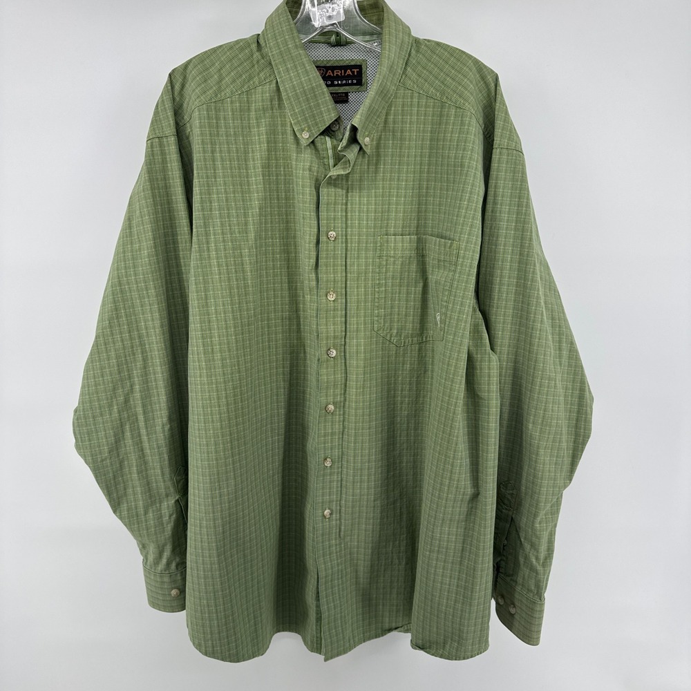 Ariat Pro Series Mens XXL Green Plaid Long Sleeve Button Down Work Shirt 5916